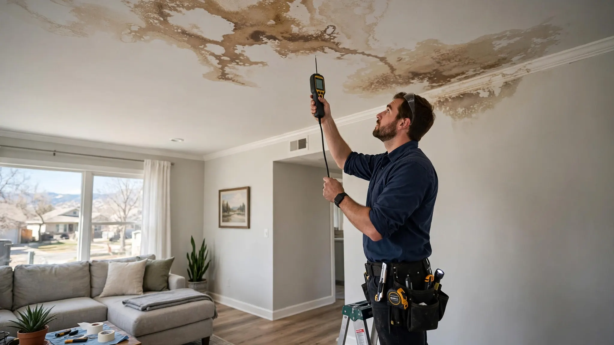 Ceiling Stain Growing After Rain Or Plumbing Use