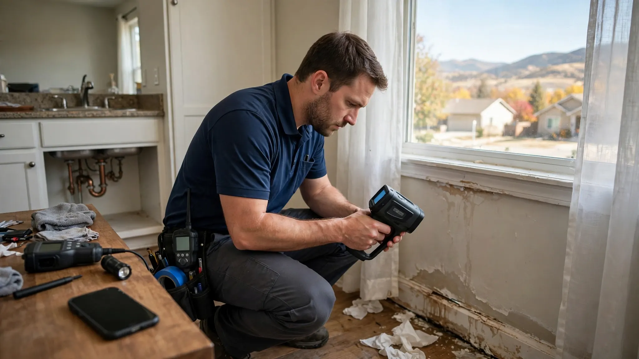 Phone ready to call Broomfield Leak Detection Pros for 24/7 leak help