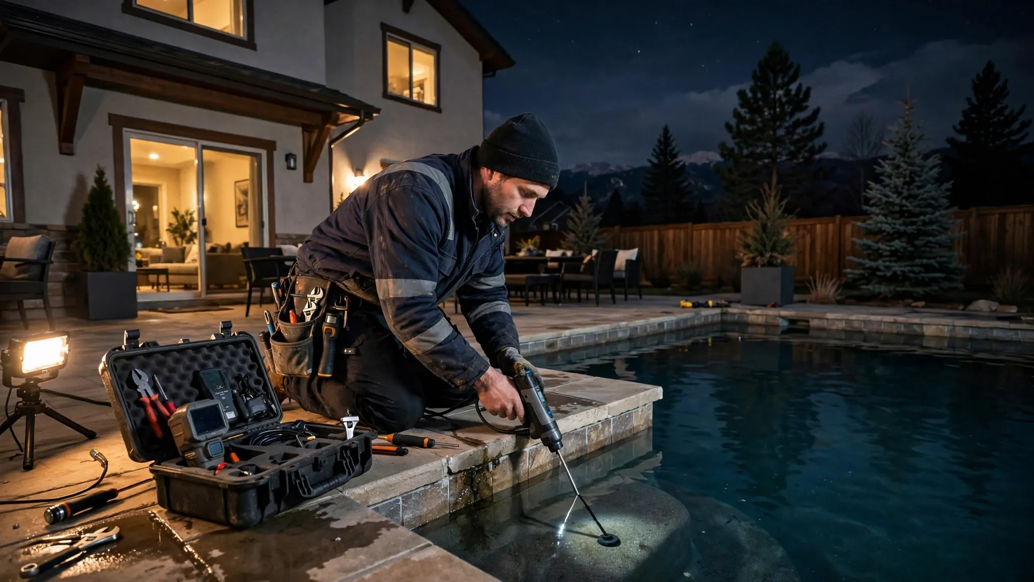 Pool water dropping rapidly with equipment running — emergency pool leak response in Broomfield